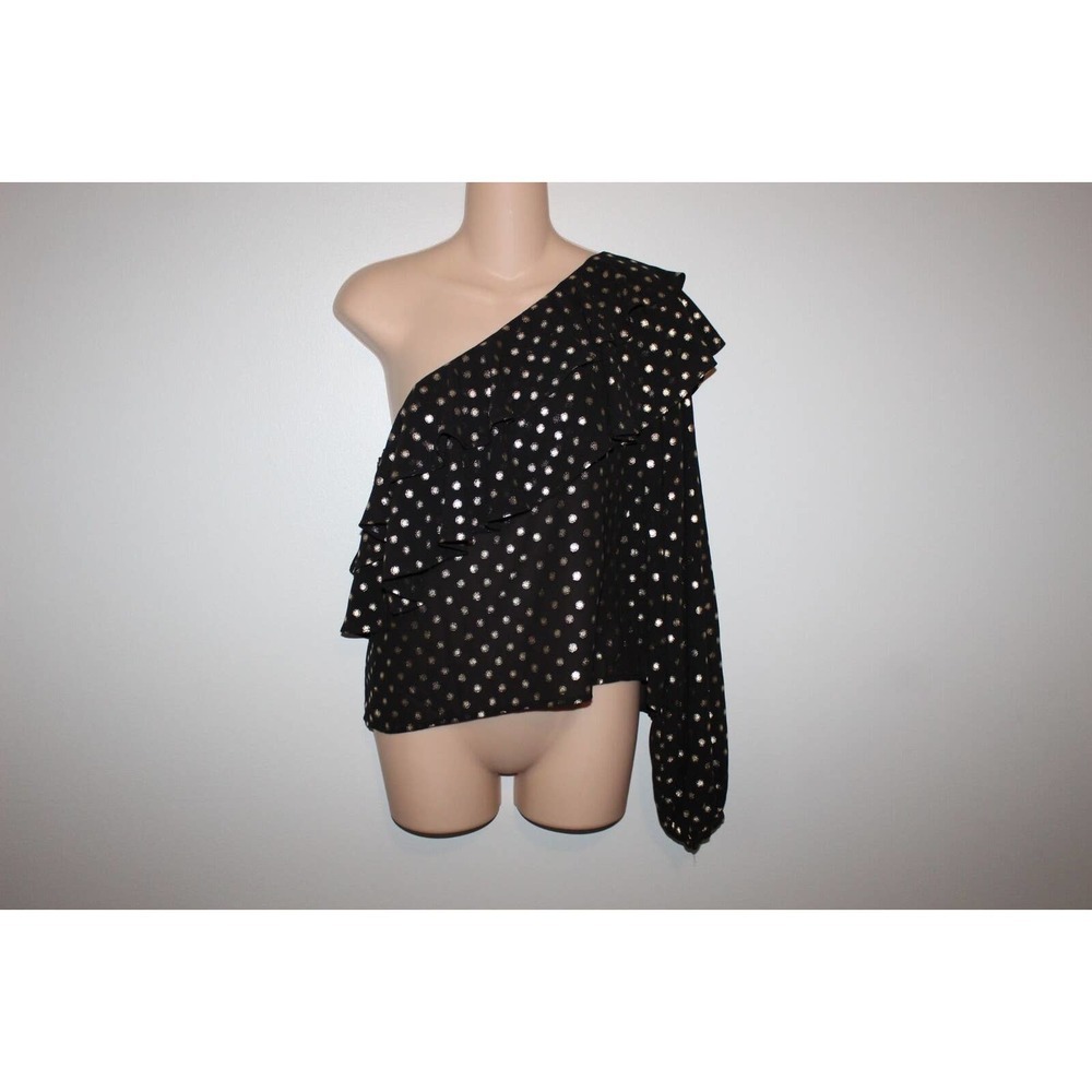 Yumi Kim Sparks Fly One Shoulder Top Hot Spot Gold Polka Dot Size Small H14647 - Picture 2 of 11